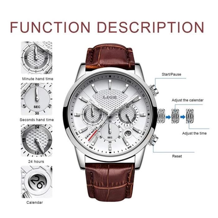 Montre-bracelet Homme Quartz Avec Affichage Du Jour Et Calendrier - Neuf Sans Emballage