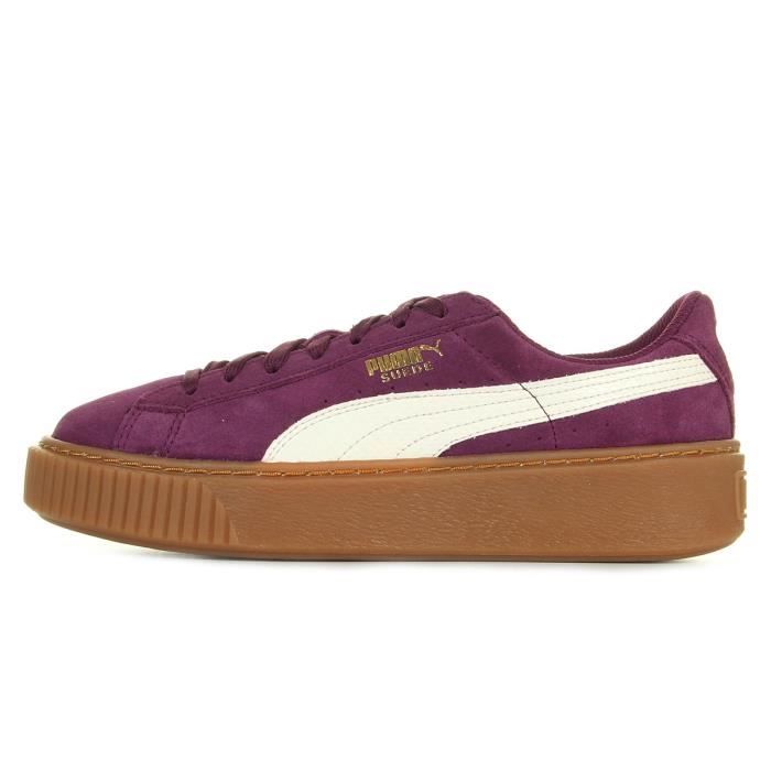 Baskets Puma Suede Platform Snake Jr Violet blanc marron Cdiscount Chaussures