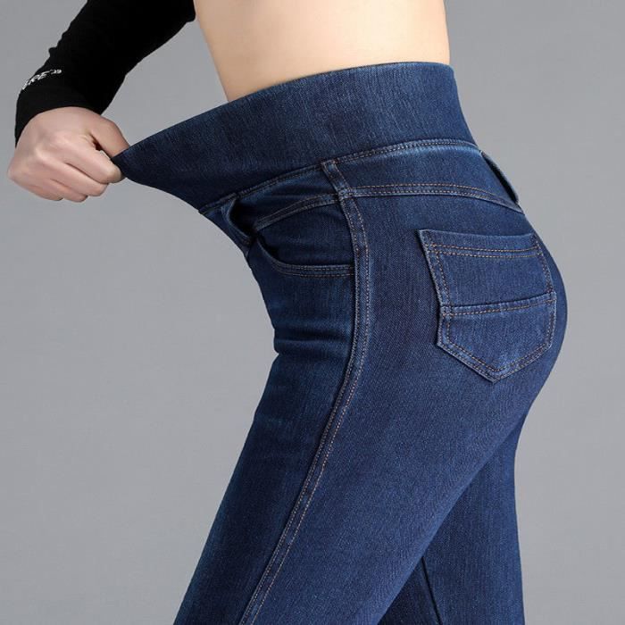 Jeans Pantalon en jean taille haute pour femme Taille elastique Pieds commandes Hiver 8988 1 F3 D Blanc Cdiscount Pret a Porter