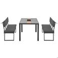 Salon de jardin - LAZYSPACE - Ensemble table et chaises - Gris - 6 personnes - Extérieur-2