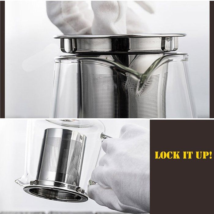 TAMUME Théière En Verre Borosilicate 500ml Avec Filtre Inox - Verseuse Facile Et Élégante
