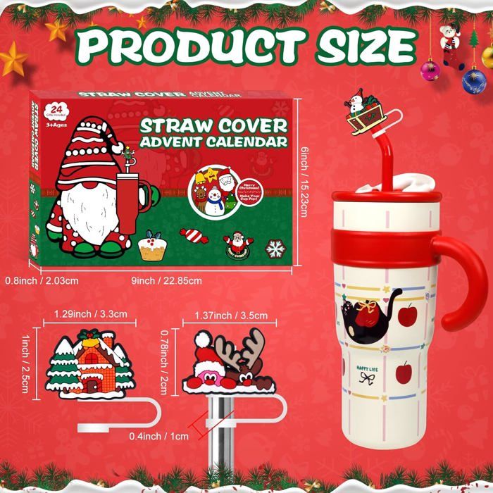 Calendrier De L'Avent Pour Accessoires Stanley Cup 2024 - 24 Jours Avec Embouts De Paille De