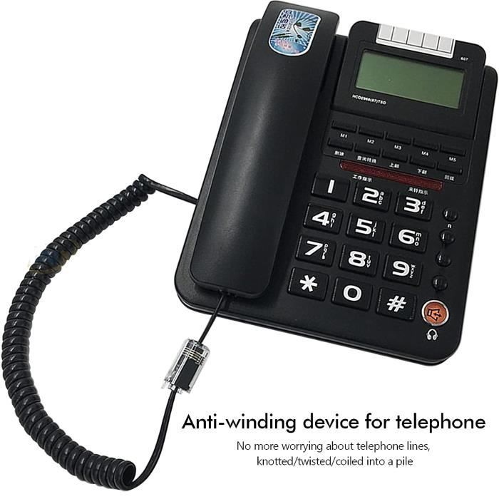 2Pcs Non Enroulé 3M Cable Telephone Fixe Cordon Combiné Téléphone Câble  Spiralé Pour Téléphone Et 2 Pcs 360°Anti-Enroulement[x373] - Cdiscount  Téléphonie