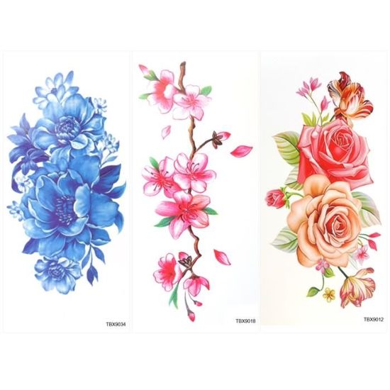9 Feuilles Tatouage Temporaire Rose Pivoine Fleur Papillon Lotus Fleurs De Cerisier Flash Tatouage Pour Les Femmes