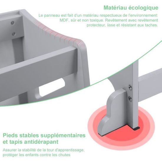 Tour D Apprentissage Transformable Bebe Yoleo Tour D Observation Pour Enfants Montessori Pliable Avec Tableau Noir Et Blanc Gris Cdiscount Puericulture Eveil Bebe