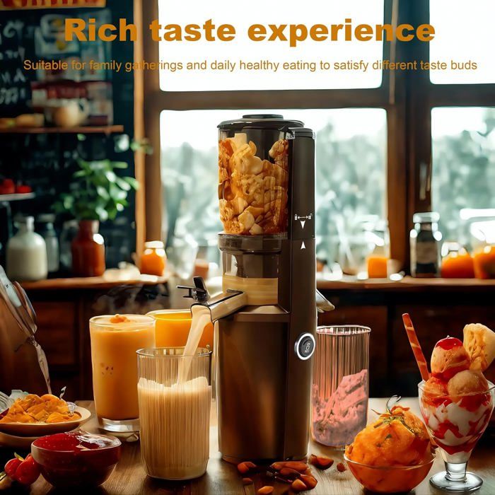 Extracteur De Jus à Froid WETIE - Goulotte XXL 120mm, Rendement 99%, Facile à Nettoyer - Inclus 2 Verres