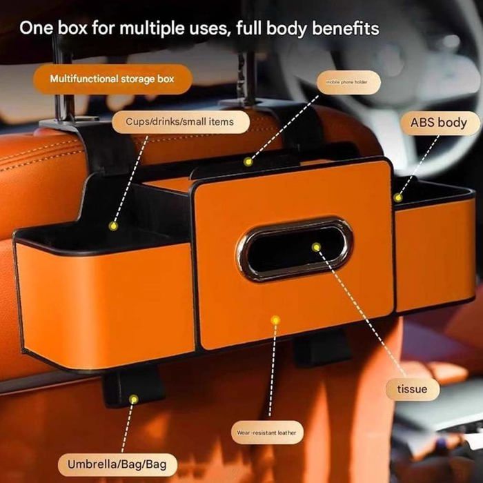 Organisateur Siège Arrière Voiture Knowlife - Protecteur Cuir Avec Poches Et Porte-Gobelet