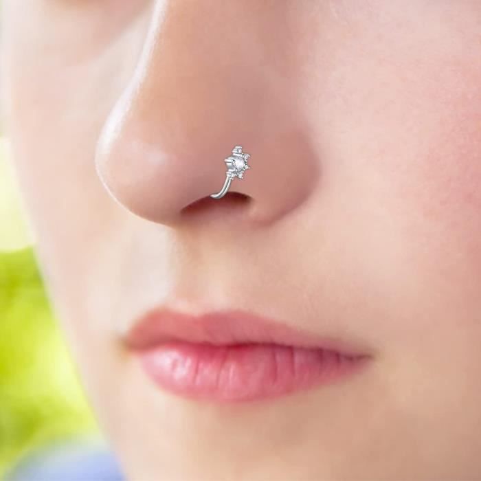 Faux Anneau De Nez Magnétique & Autocollants Strass – Boucles D’Oreilles Clip – Bijoux Sans Piercing Doré/Argenté