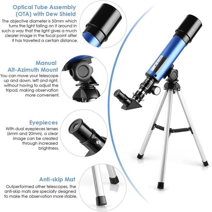 Télescope astronomique monoculaire pour enfants VBESTLIFE - Bleu