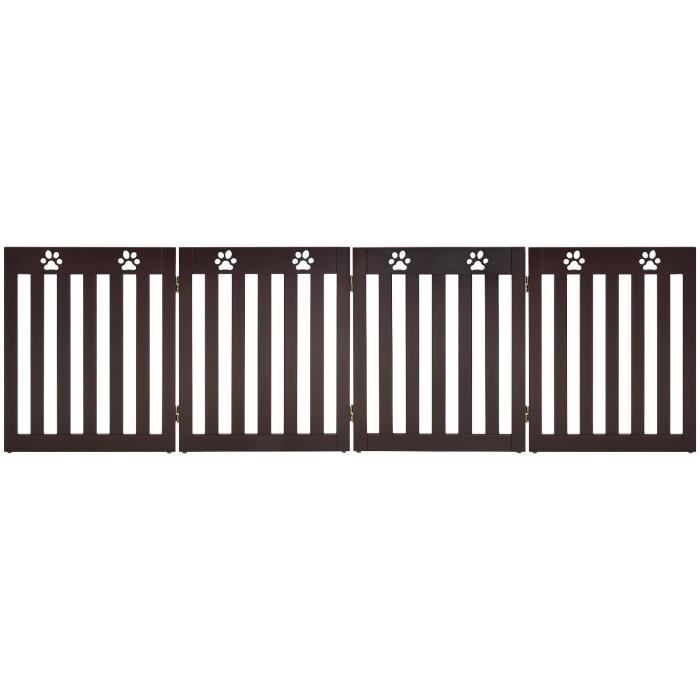 GIANTEX - Barrière autoportante pour chien 3 panneaux en bois charnières  métalliques à 360° sans perçage pour maison escaliers marron - Clôture pour  chien - Rue du Commerce