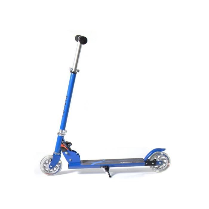 Trottinette enfant Giantex trottinette pliable bleu 70 x 10 x 63-85cm  hauteur ajustable avec 2 roues patinette pliante pour enfant de 4 à 13 ans  kick avec led clignotantes