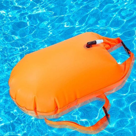 Bouée De Natation De Sécurité 44 Cm – Flotteur Tracté Orange Haute Visibilité – Capacité 80 Kg – Pour Triathlon, Kayak, Snorkeling, Eau Libre
