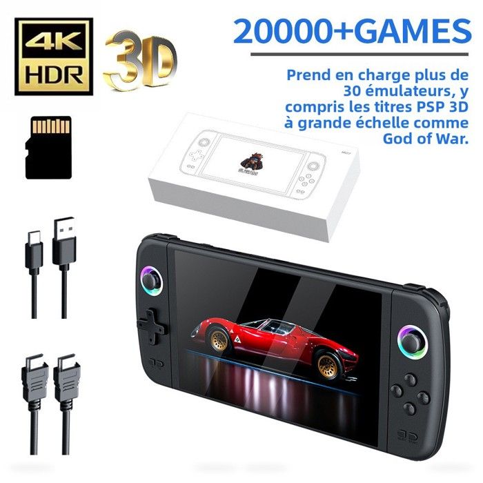 Console de Jeu Portable Rétro | Écran 7 Pouces HD | Jeu 3D | Double ...
