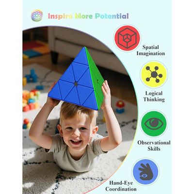 ROXENDA Giant Magic Cube 18.8 cm 3x3 – Educational Toy for Children and Adults, Improves Concentration/Thought, Perfect Family Games, Indoor Hobbies