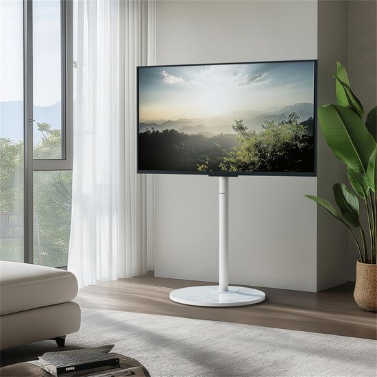 Unho Support TV Sur Pied Avec Roulettes - TV 32-65 Pouces, Rotatif, Réglable En Hauteur 130-160cm, Charge 50KG, VESA 600x400