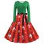 Femmes Vintage Imprime Noel Robe Manches Longues Pour Femmes Robe De Noel Vert Vert Achat Vente Robe Cdiscount