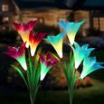 extérieur Lampes solaires de Jardin 8 Lily Fleur Multicolore Changer LED Lampes solaires à Piquet Jardin, terrasse, Jardin,-0