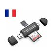 Lecteur de Carte Mémoire - SD/Micro SD Lecteur de Carte et Micro USB OTG à USB 2.0 Adaptateur Noir-0