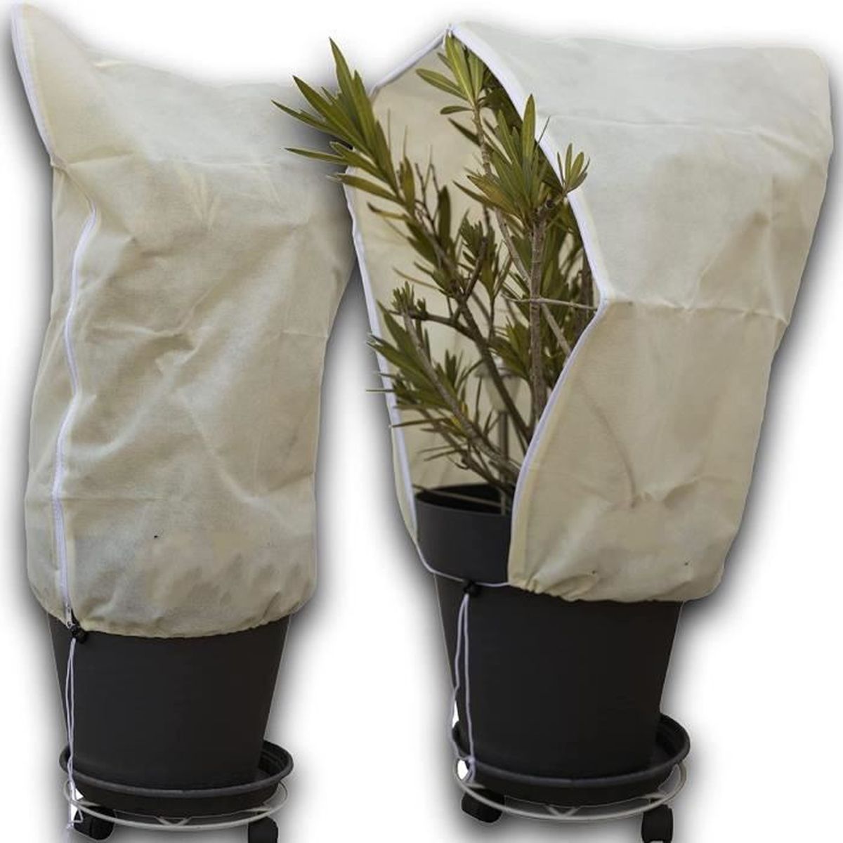 Housse Hivernage Plantes - Lot De 2, 180x120 Cm, Fermeture éclair, Cordon Serrage, Réutilisable - 1