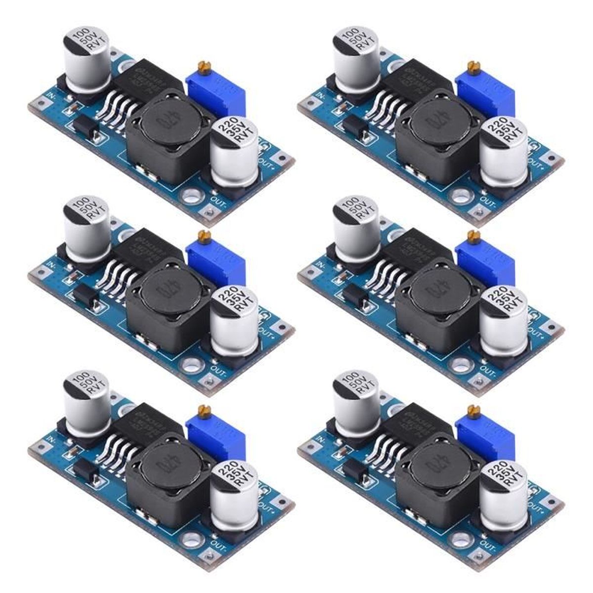 Iwobi Lot 6 Modules LM2596 Convertisseur Buck DC-DC 3-40V Vers 1.5-35V 3A - Réglable Précis