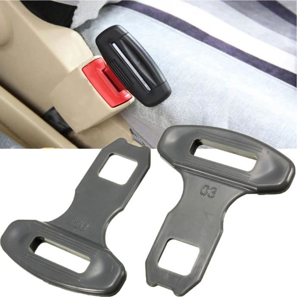 NEUFU 2Pcs Boucle Ceinture de Sécurité Voiture Universel en Plastique Noir Cdiscount Auto