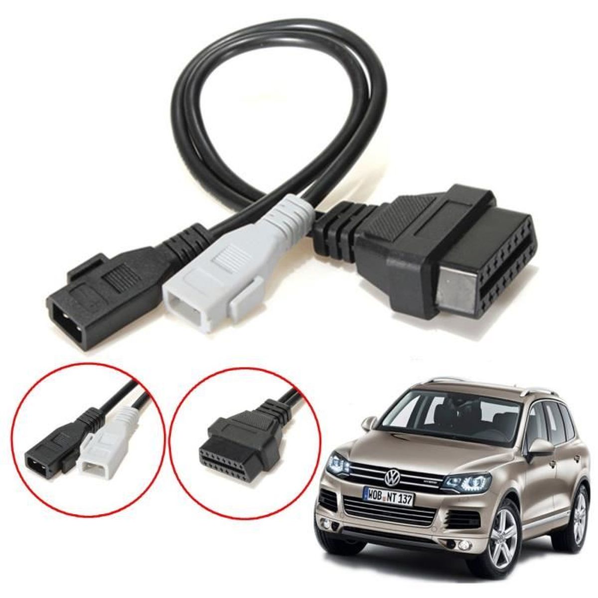Adattatore diagnostico 2x2–16 Pin OBD2 Audi VW Seat VAG