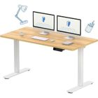 FlexiSpot QB2 Bureau Assis Debout 140 x 70 cm avec 2 Moteurs Puissants, Réglable en Hauteur, avec Fonction Mémoire, Blanc + Maple
