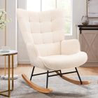 Fauteuil à Bascule - LUMINARIX - Beige - Scandinave - Rocking Chair - Pieds en Métal et en Bois Massif - Salon -chambre à coucher