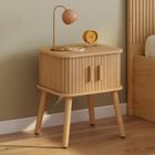 IDMARKET Lot de 2 tables de chevet ROMIE effet lattes 2 portes coulissantes