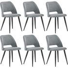 WAFTING Lot de 6 Chaise de Salle à Manger en Velours,Chaise Rembourrée avec Pieds Indépendants,Gris
