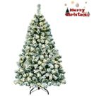 Sapin de Noël Lumineux LED 135cm COSTWAY-200 Lumières Blanc Chaud-400 Rameaux PVC Floqué-Support Métal Pliable-Décoration de Noël