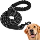 Laisse de Chien Forte en Nylon Rond avec Double Poignée Confortable - FOOTIER - Noir