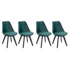 HAPPY GARDEN Lot de 4 chaises en velours NORA vertes avec coussin