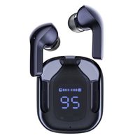 Écouteurs sans fil AMORUS Écouteurs intra-auriculaires Bluetooth 5.2 avec boîtier de charge translucide - Bleu saphir