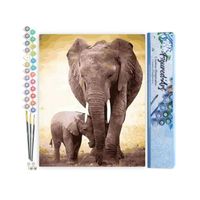 Figured'Art Peinture par Numéro Adulte Maman éléphant et son petit - Kit de Loisir Créatif DIY Numéro d'Art - 40x50cm sans châssis