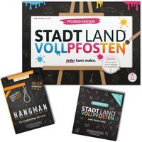 DENKRIESEN - Family-Pack 2  Ville Land Plein Posten® Picasso Edition + Jeu de cartes Junior + Hangman Classic Edition