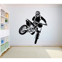 Sticker Mural Motocross Dirt Bike Sticker Chambre Sport Moto De Vélo De Saleté Personnalisé Garçons Adolescent Chambre 57*67cm