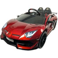 FINOOS Voiture Eléctrique enfant 12 V Lamborghini Aventador pour Enfants Télécommande Parentale de 1 à 5 Ans Rouge Métallique