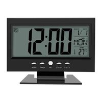 Dilwe Horloge Réveil de Bureau Capteur Sonore LCD Digital avec Calendrier et Affichage de Température Noir