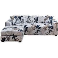 Housse de canapé d'angle-Housse de canapé de L-Housse de canapé extensible-Pour canapé 3+2 places-Polyester-Avec 2 taies d'oreiller