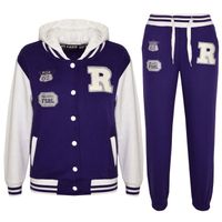 Survêtement de baseball américain unisexe R Fashion Varsity pour enfants de 2 à 13 ans - Bleu/Mauve