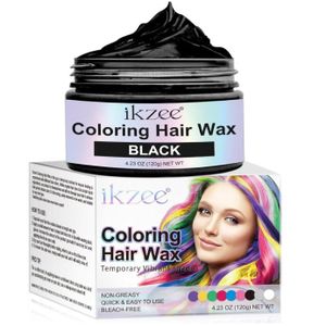 COLORATION Cire Colorante Cheveux pour Homme Femme Enfants,Teinture Cheveux,Coloration Cire de teinture capillaire Temporaire colorée,Noir