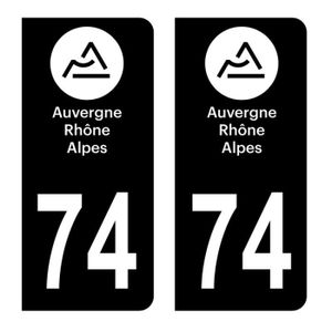 Zone-Stickers 2 Autocollants Plaque Immatriculation 74 Auvergne-Rhône-Alpes  Haute-Savoie - Arrondis : : Auto et Moto