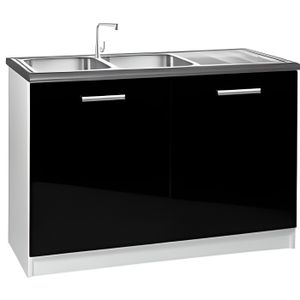 ELEMENTS BAS Meuble cuisine bas 120 cm sous évier TARA noir