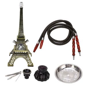 CHICHA - NARGUILÉ PAR - ensemble de narguilé en métal de la tour de Paris Ensemble de narguilé à 2 tuyaux, Kit de narguilé en métal linge lit