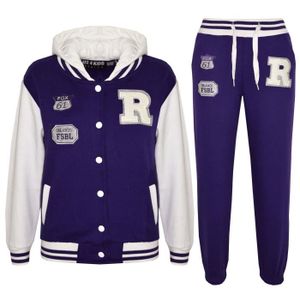 SURVÊTEMENT Survêtement de baseball américain unisexe R Fashion Varsity pour enfants de 2 à 13 ans - Bleu/Mauve