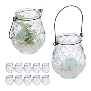Photophores Flottants En Verre - Lot De 12 - Décoration De Table, Mariage, Bassin - Transparents, 5x6,5 Cm