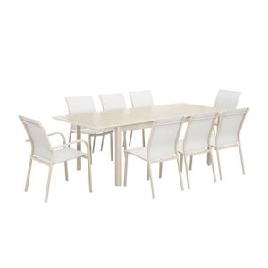 Salon De Jardin 8 Personnes En Aluminium - Table Extensible 130-260 Cm Et 8 Chaises Empilables - Gris Foncé