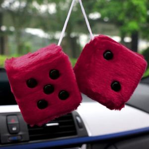 DUJUN Ornements de voiture en forme de dés en peluche à suspendre avec ventouse pour rétroviseur 