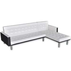 CANAPE CONVERTIBLE Canapé-lit d'angle en cuir synthétique blanc - ZJCHAO - Convertible - 218 x 155 x 69 cm - 3 places